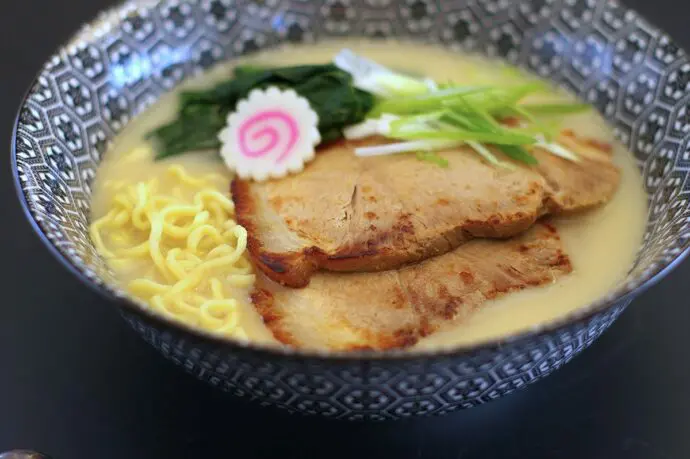 Slow cooked pork chashu on top of ramen