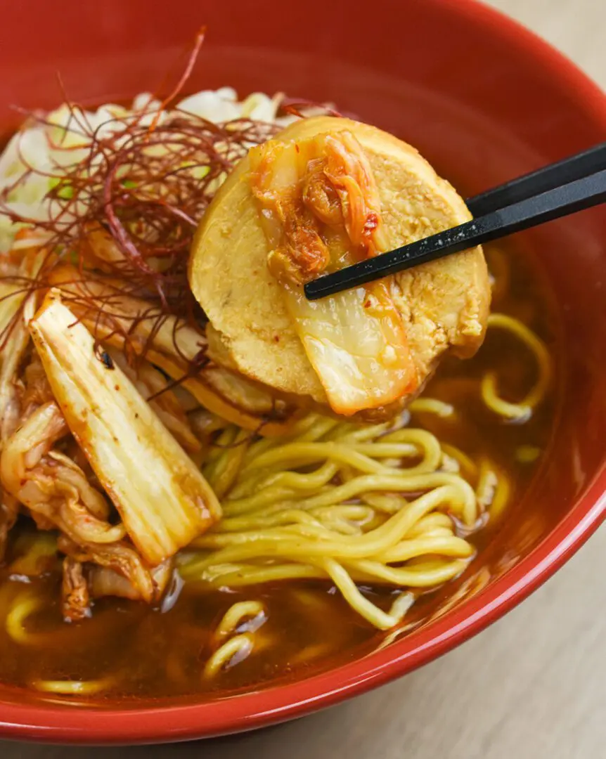 Marinated chicken chashu with the soup base from Signature Miso Ramen