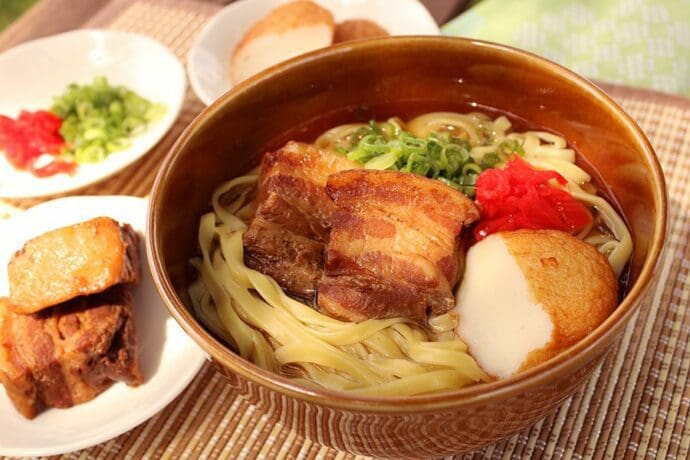 Original Okinawa Soba with ingredients