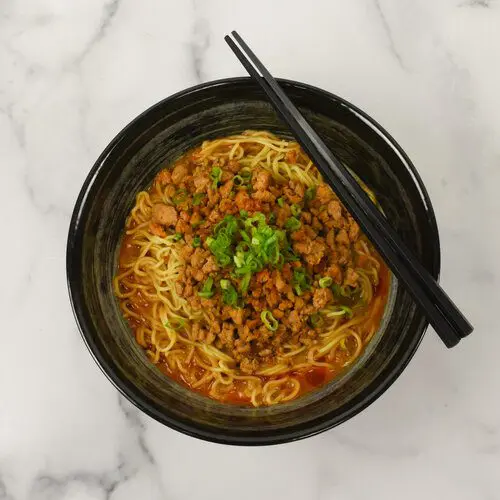 Signature Spicy Miso tantanmen with soup made with peanut butter