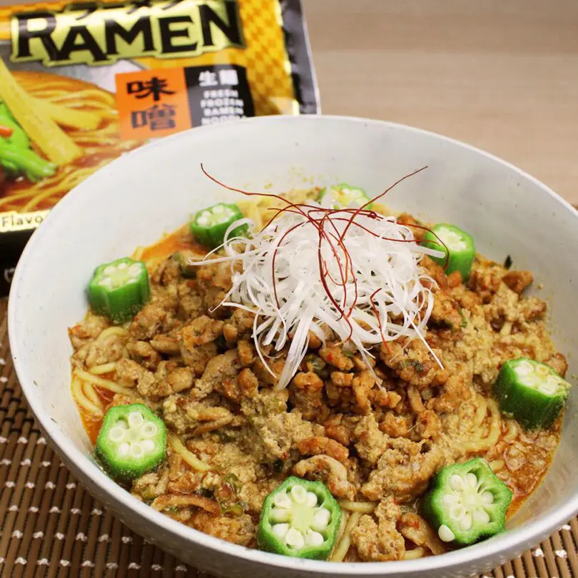 Tahini Tantanmen made with Myojo Premium Ramen Garlic Miso topping with