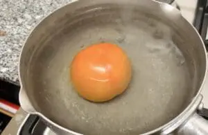 Hiyashi Chuka with Tomato Sauce Step 1 - Boil water in a pot and cook the tomato