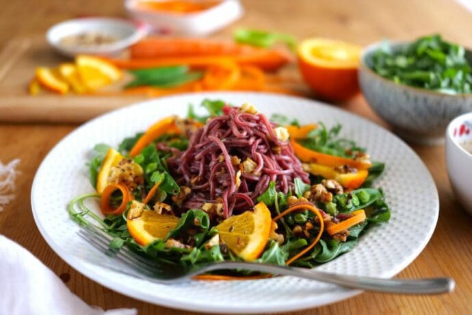 Beets-Noodles Salad with Balsamic Dressing