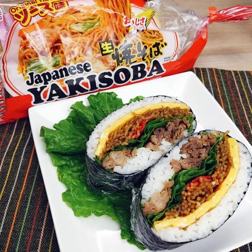 Yakisoba Onigirazu (No Wrap Rice Ball)