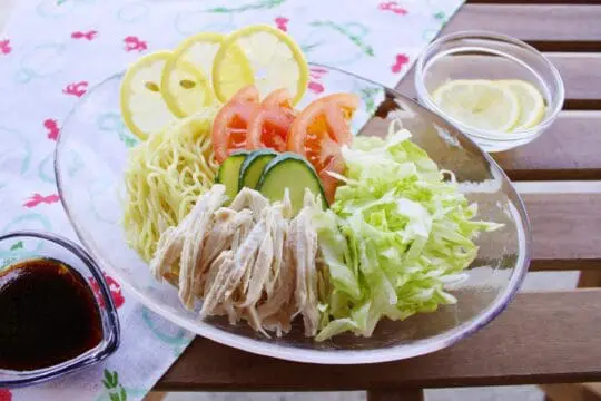 Hiyashi Chuka (Cold Ramen) with Yuzu Lemon Sauce