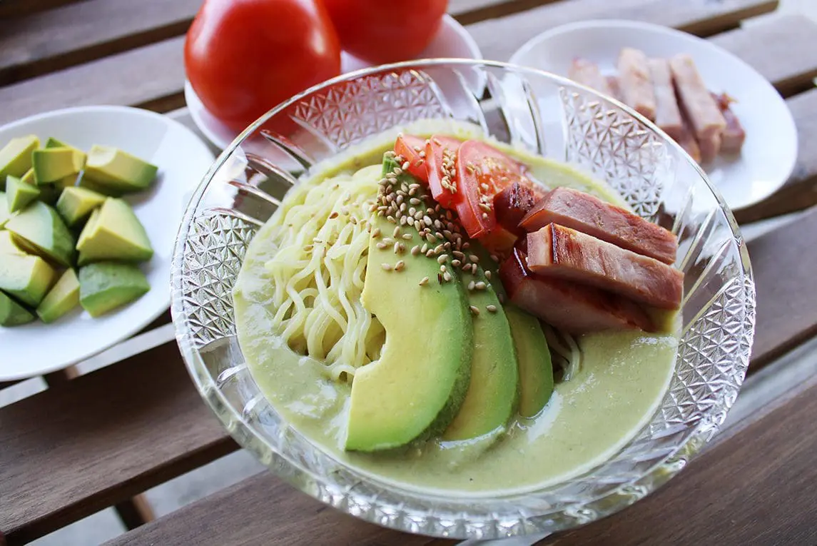 Hiyashi Chuka with Avocado Soup