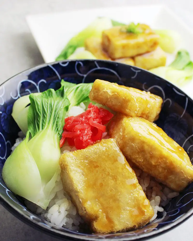 Shoyu-Tofu Rice Bowl (Agedashi-Tofu)