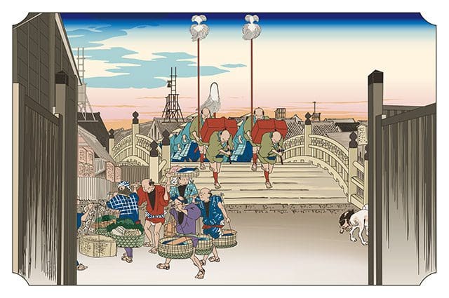 日本橋 朝之景 東海道五拾三次 歌川広重