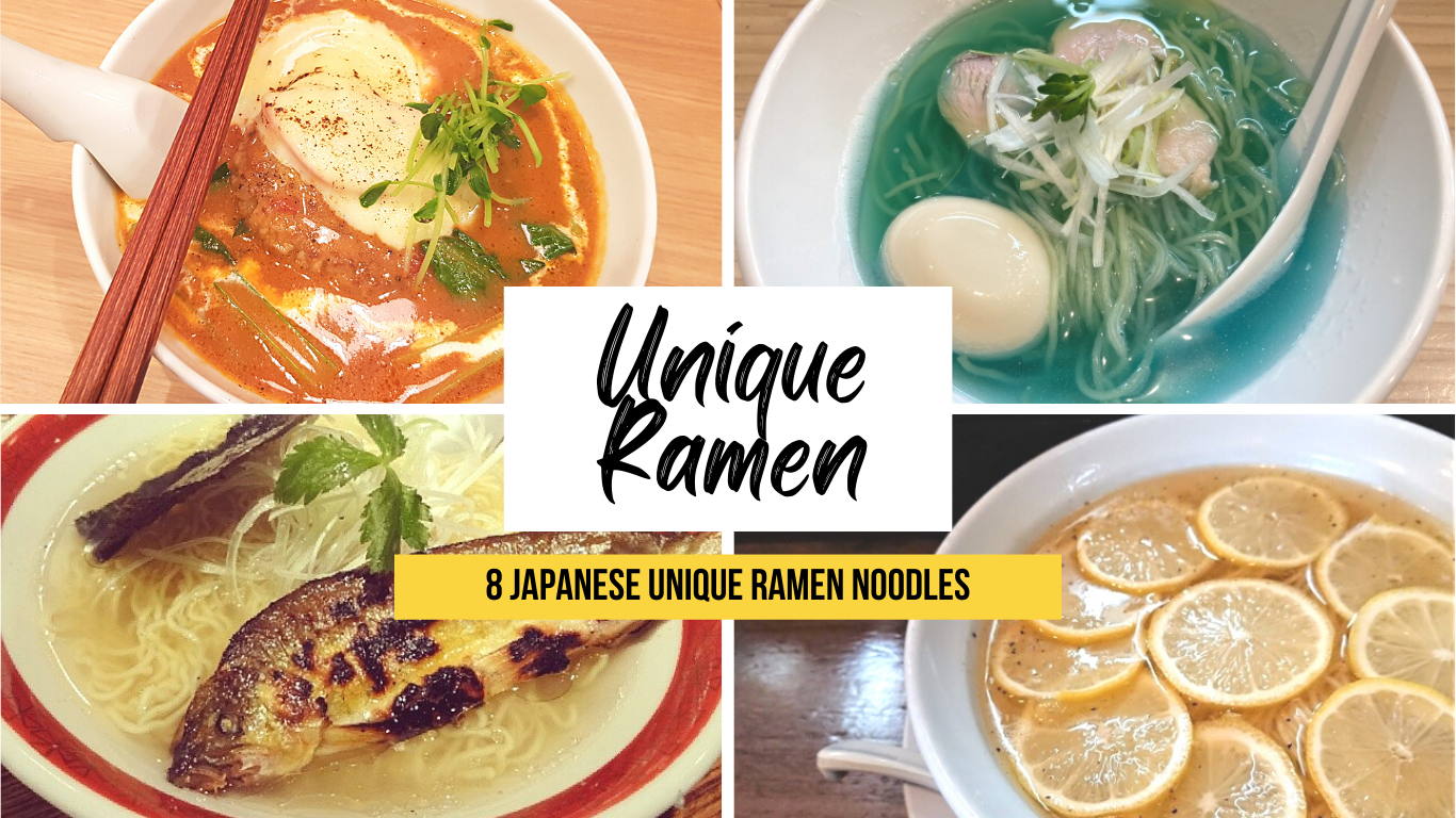 Tomato ramen, blue ramen, ayu ramen and lemon ramen