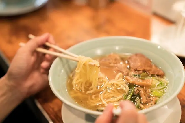 Ramen noodles served in a Men Don